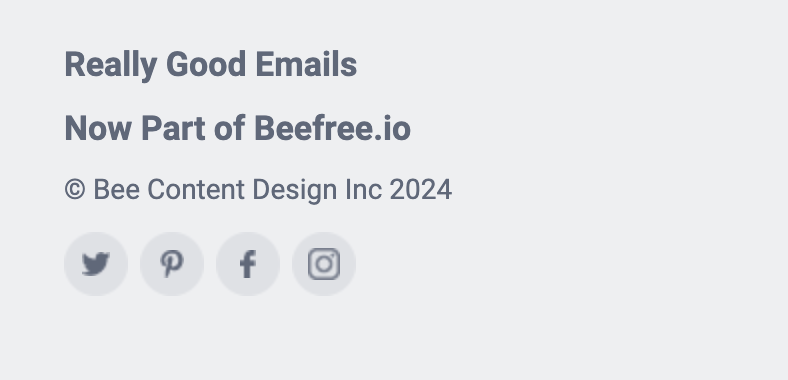 Really Good Emails' footer